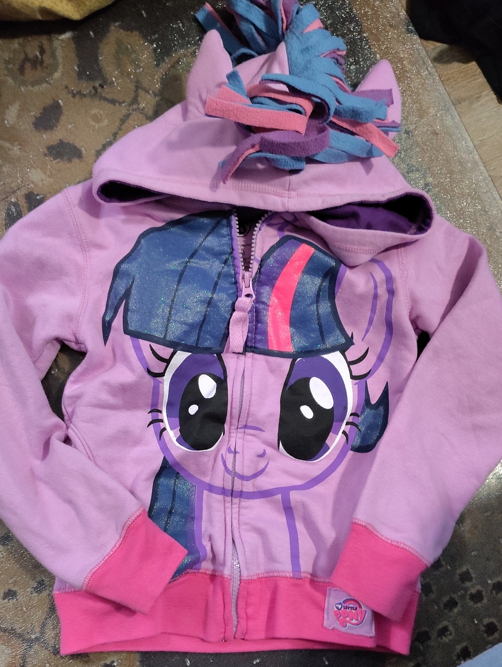 My Little Pony Purple & Pink Zip-Up Hoodie with Character Hood $35